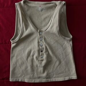 Fitted Cream Ribbed Tank Top